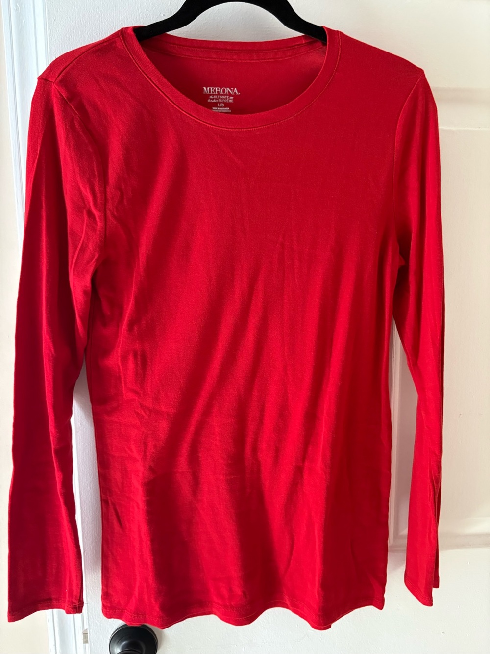 Merona ladies Long-Sleeve Red Crewneck Shirt